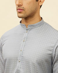 Manyavar Men Soft Blue Self Patterned Kurta Set