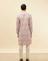 Manyavar Men Lavender Rose Pink Jaal and Floral Print Kurta Set