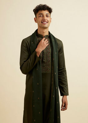 alt message - Manyavar Men Dark Blue Embroidered Kurta Set image number 0