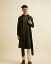 alt message - Manyavar Men Dark Blue Embroidered Kurta Set image number 2