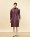 Manyavar Men Mauve Wine Kaleidoscopic Printed Kurta Set