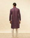 Manyavar Men Mauve Wine Kaleidoscopic Printed Kurta Set