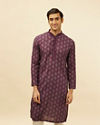 Manyavar Men Mauve Wine Kaleidoscopic Printed Kurta Set image number 0