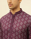 Manyavar Men Mauve Wine Kaleidoscopic Printed Kurta Set