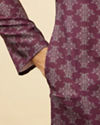 Manyavar Men Mauve Wine Kaleidoscopic Printed Kurta Set