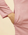 Manyavar Men Rose Pink Self Patterned Kurta Set