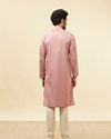 Manyavar Men Rose Pink Self Patterned Kurta Set