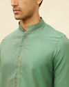 Manyavar Men Emerald Green Embroidered Neckline Kurta Set
