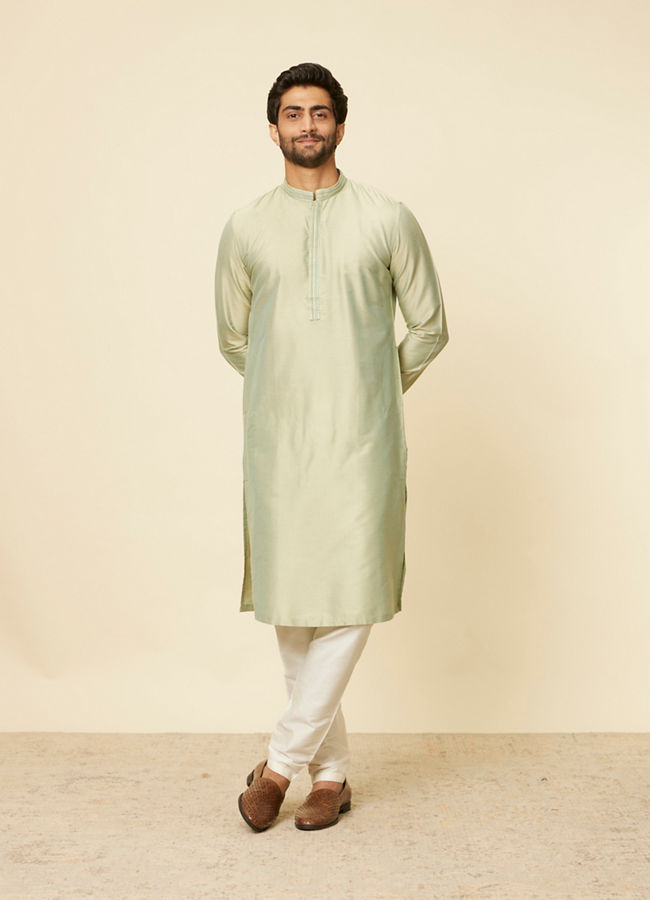 Manyavar Men Light Mid Green Kurta Set