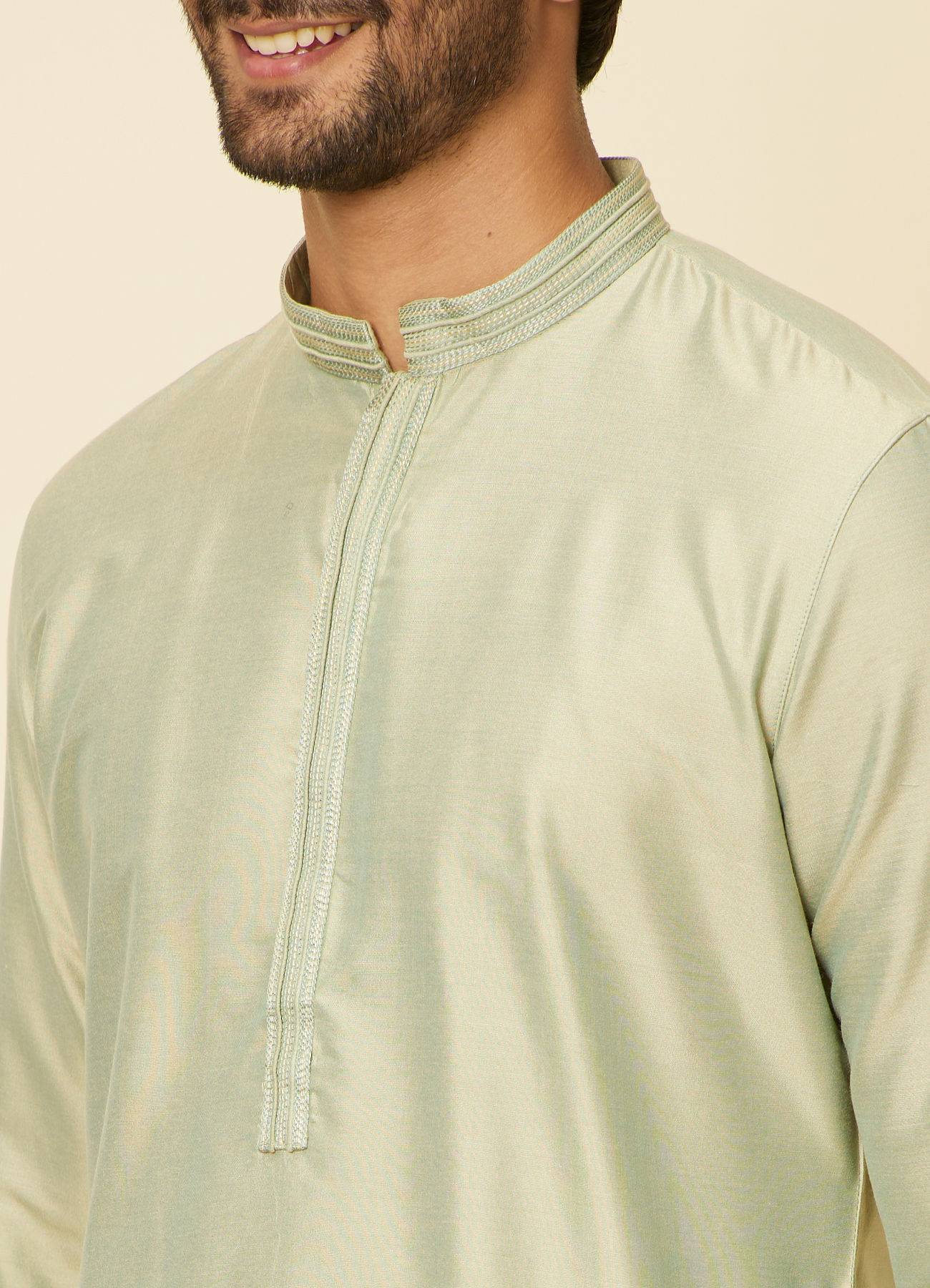 Manyavar Men Light Mid Green Kurta Set