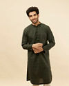 Manyavar Men Forest Green Diamond Printed Kurta Set