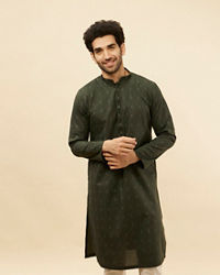 Manyavar Men Forest Green Diamond Printed Kurta Set