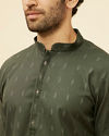 Manyavar Men Forest Green Diamond Printed Kurta Set