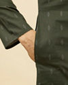 Manyavar Men Forest Green Diamond Printed Kurta Set