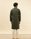 Manyavar Men Forest Green Diamond Printed Kurta Set image number 5