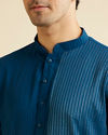 Manyavar Men Teal Blue Linear Patterned Kurta Set
