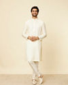 Manyavar Men Cream Ikat Patterned Kurta Set