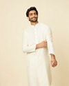 alt message - Manyavar Men Cream Ikat Patterned Kurta Set image number 0