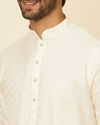 alt message - Manyavar Men Cream Ikat Patterned Kurta Set image number 1