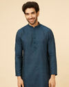 Indigo Blue Chevron Patterned Kurta Set