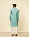 Manyavar Men Aqua Green Ikat Patterned Kurta Set