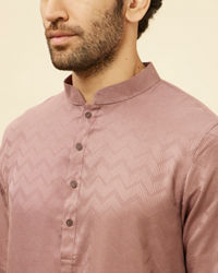 Manyavar Men Foxy Pink Chevron Patterned Kurta Set