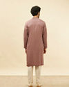 Manyavar Men Foxy Pink Chevron Patterned Kurta Set