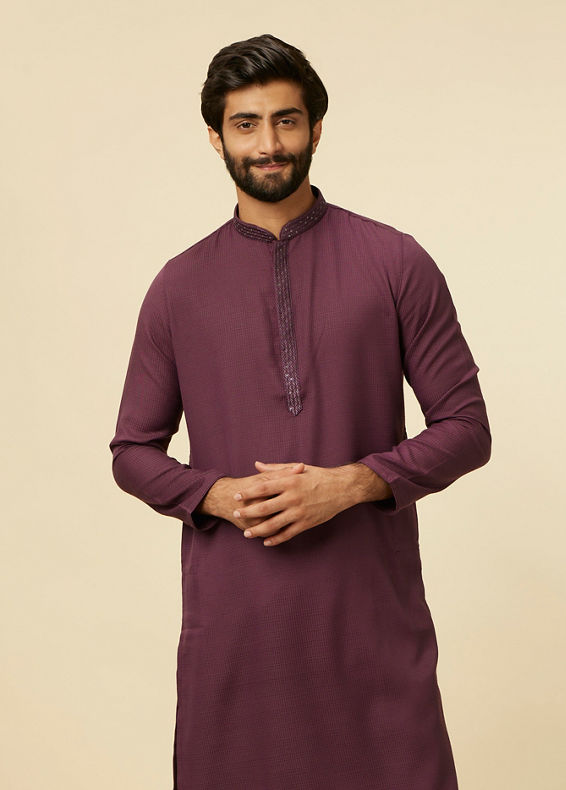 Manyavar Men Classic Wine Kurta Set