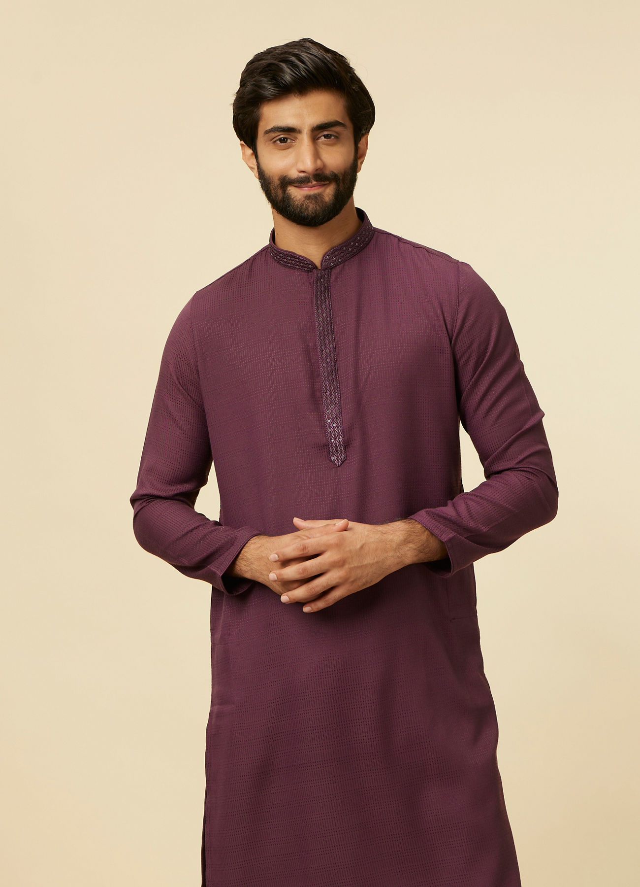 Manyavar Men Classic Wine Kurta Set