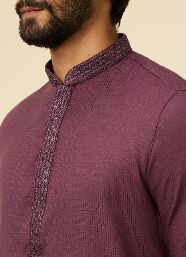 Manyavar Men Classic Wine Kurta Set