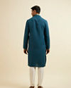 Manyavar Men Teal Blue Plain Kurta Set