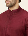 Manyavar Men Maroon Self Patterned Classic Kurta Set image number 1