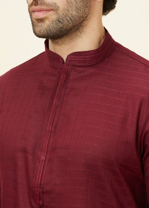 Manyavar Men Maroon Self Patterned Classic Kurta Set