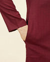 Manyavar Men Maroon Self Patterned Classic Kurta Set
