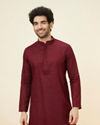 Manyavar Men Maroon Self Patterned Classic Kurta Set image number 0