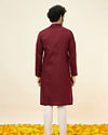 Manyavar Men Maroon Self Patterned Classic Kurta Set image number 5