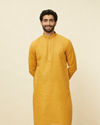 Mustard Yellow Textured Kurta Set