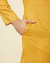 Manyavar Men Mustard Yellow Textured Kurta Set