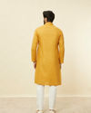 Manyavar Men Mustard Yellow Textured Kurta Set