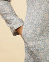 alt message - Manyavar Men Misty Grey Floral Printed Kurta Set image number 3