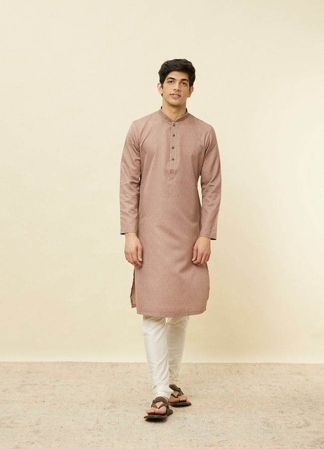 Manyavar Men Lemonade Pink Textured Kurta Set