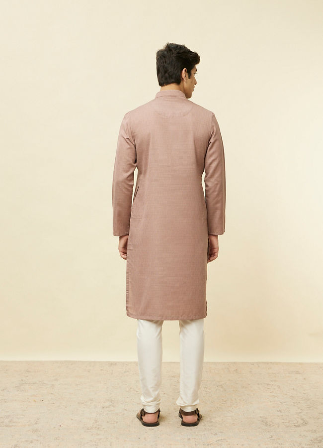 Manyavar Men Lemonade Pink Textured Kurta Set