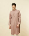 Manyavar Men Lemonade Pink Textured Kurta Set