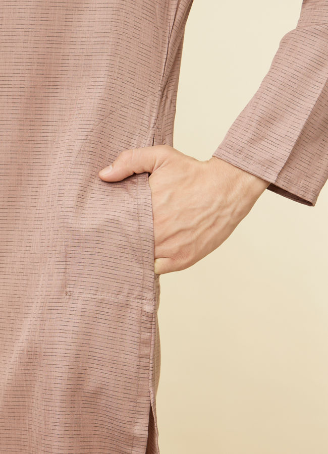 Manyavar Men Lemonade Pink Textured Kurta Set