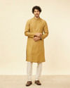 Manyavar Men Sepia Green Grid Patterned Kurta Set