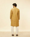 Manyavar Men Sepia Green Grid Patterned Kurta Set