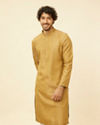 Manyavar Men Sepia Green Grid Patterned Kurta Set