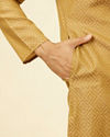 Manyavar Men Sepia Green Grid Patterned Kurta Set