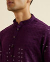 alt message - Manyavar Men Purple Chikankari Sequinned Kurta Set image number 1