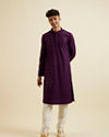 alt message - Manyavar Men Purple Chikankari Sequinned Kurta Set image number 2